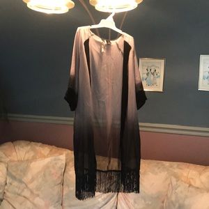Ombré fringe kimono
